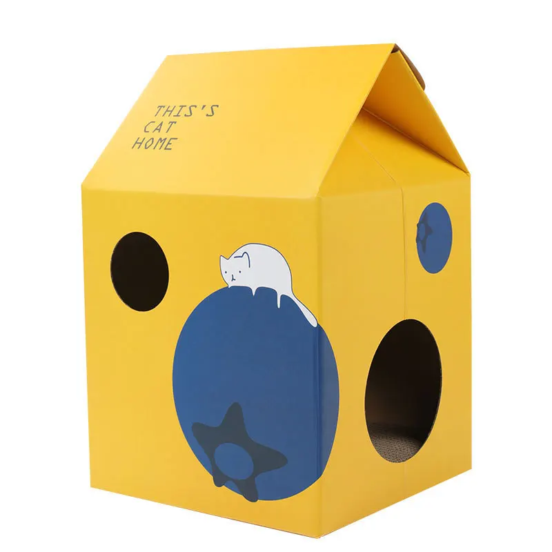 

Creative Milk Carton Cathouse Doghouse Scratch-Resistant Cat Scratch Board Villa House Nest Paper Box Nest Cat Sleeping Pet Bed