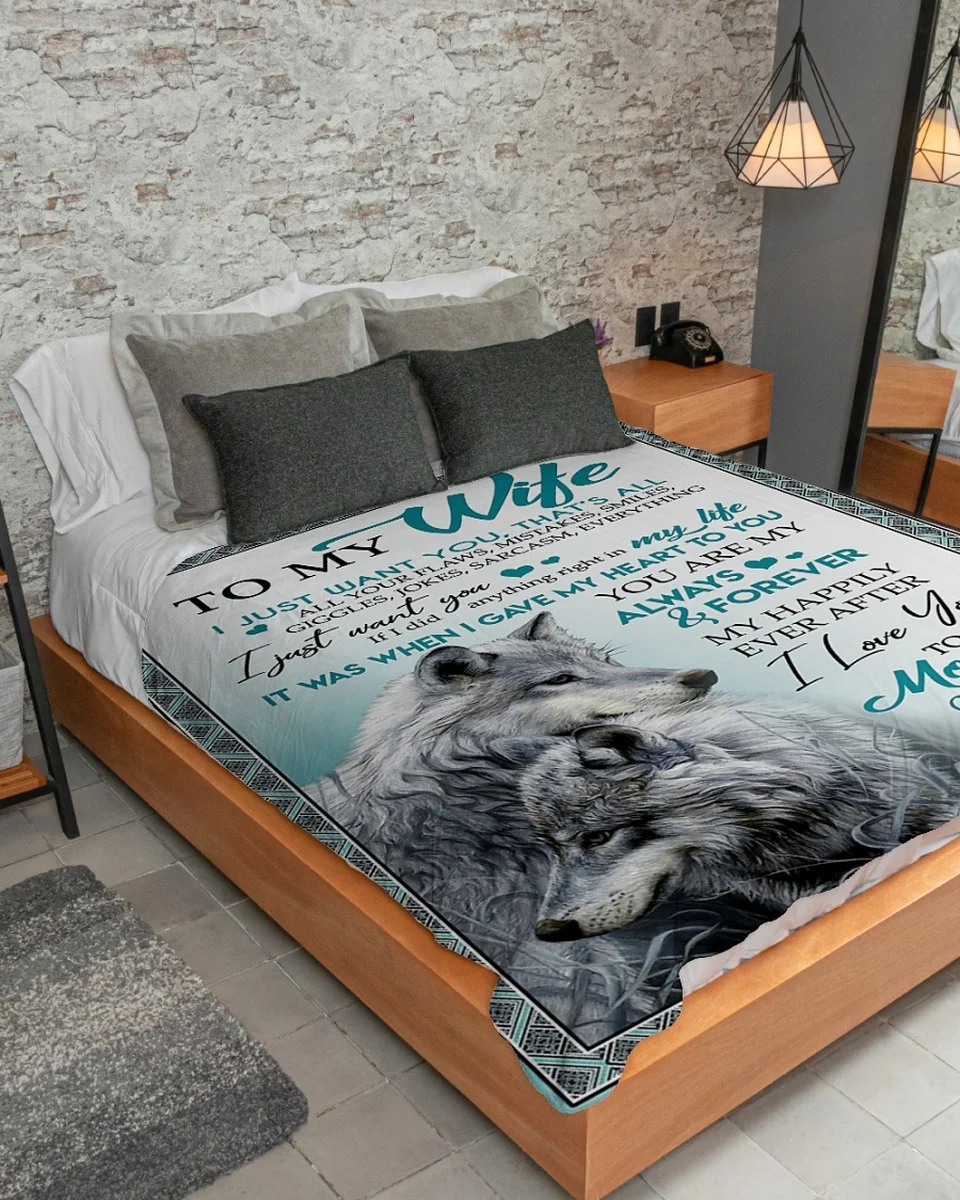 Жене я люблю тебя к Луне и ношу волка | Удобное высококачественное флисовое