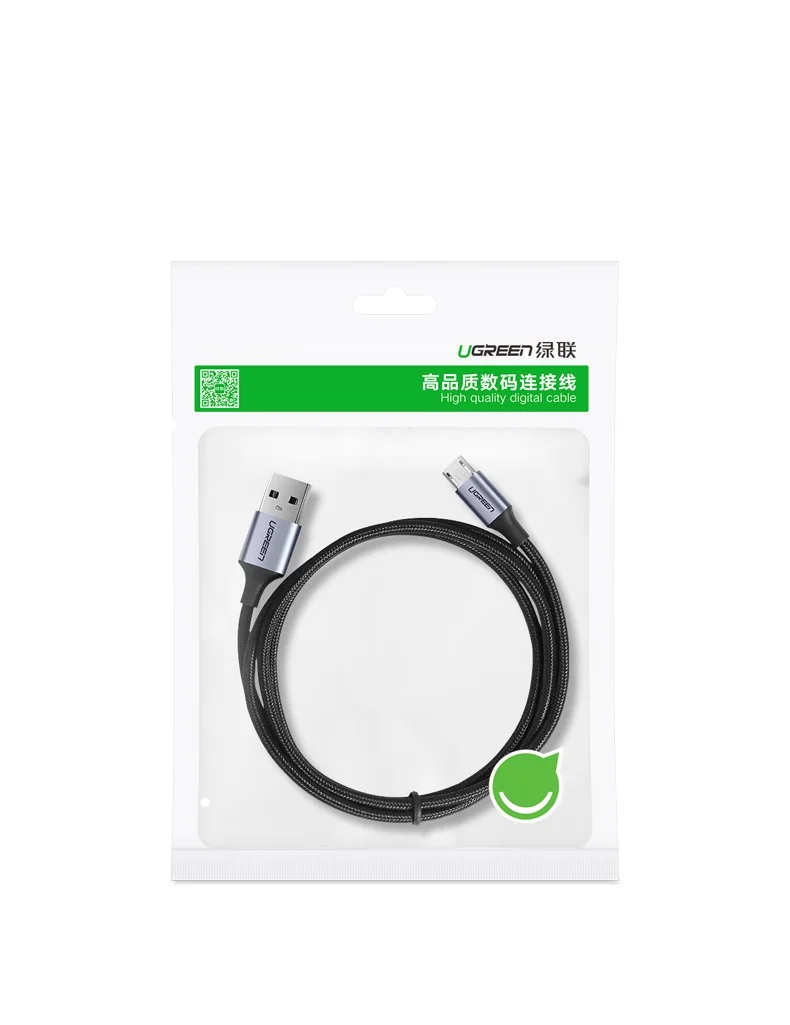 Кабель Ugreen Micro USB в оплетке зарядное устройство цвета розового золота кабель для
