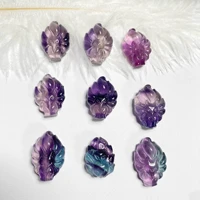 beautiful natural colorful fluorite crystal hand carved nine tailed fox crystal healing lucky amulet animal carving gift