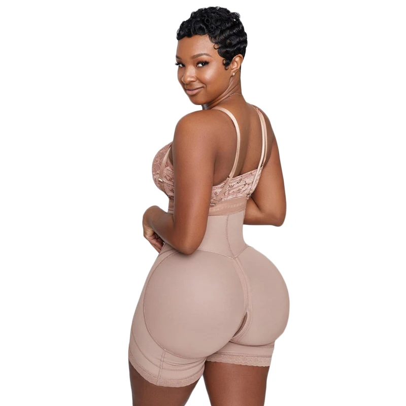 Compression Women's Shapewear Double pressure Bodysuit Flatten Abdomen Waist Trainer Adjustable Front Closure Hook-eye