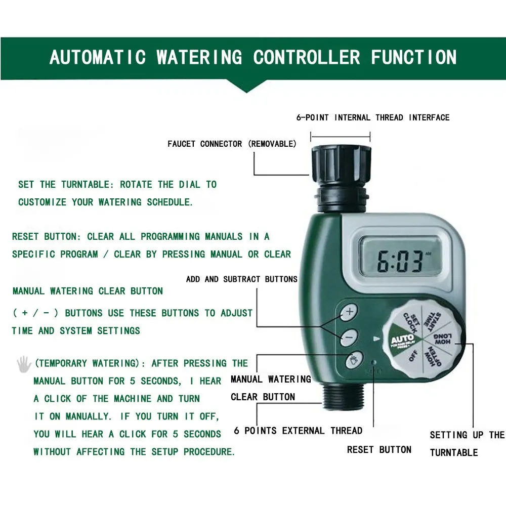 

Garden Watering Timer Irrigation Controller plastic Programmable Automatic Electronic Home Hose Faucet Autoplay Self-watering