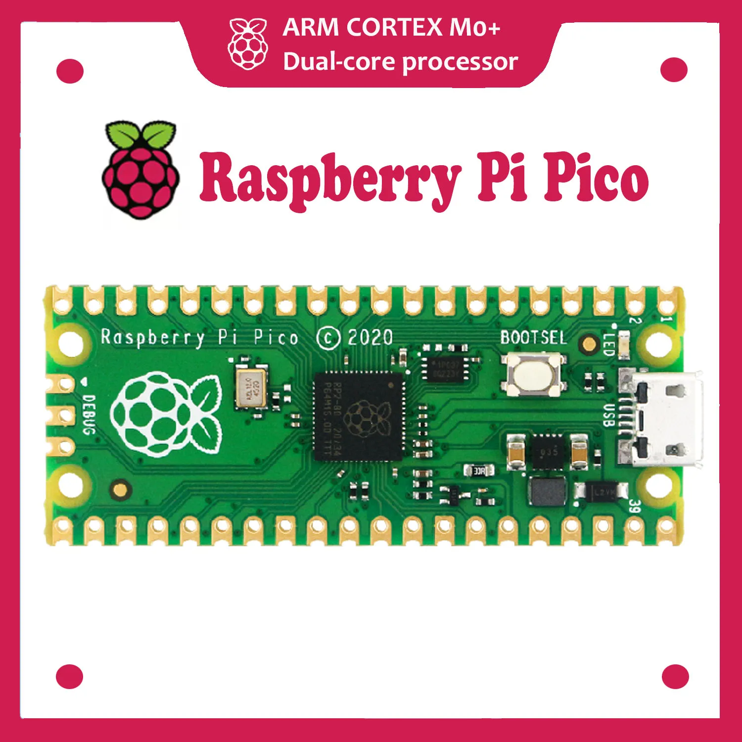 Placa de Desenvolvimento Baixo-custo de Alta Placa de Microcontrolador Cortex-m0 + Processador de Braço Raspberry Pico Performance Rp2040 Duplo-núcleo pi um