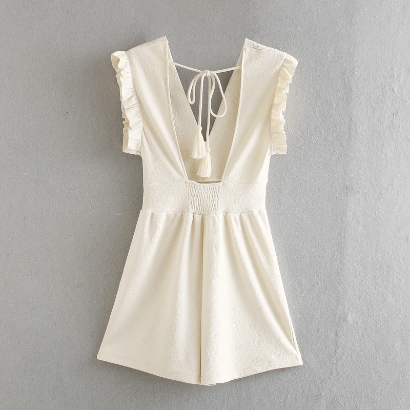 Женский комбинезон без рукавов ZA белый однотонный Повседневный свободный костюм