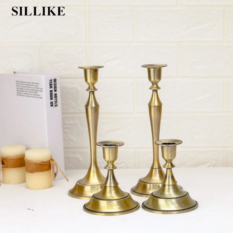 

Wedding home European style alloy decoration candle holder retro bronze metal decoration handicraft candle holder home decor