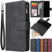 Multi Card Slots Case for iPhone 12 11 Pro Max Wallet Case Luxury Zipper Flip Leather Cover For iPhone 6 6s 7 8 Plus X XS Max XR