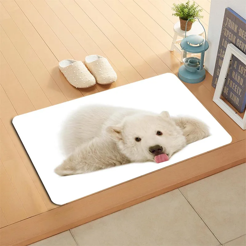

Custom Polar Bear Animal Doormat Floor/Bath/Kitchen/Beach Mat Flannel Sponge Fabric 3D Printed Shaggy Decoration For Bedroom