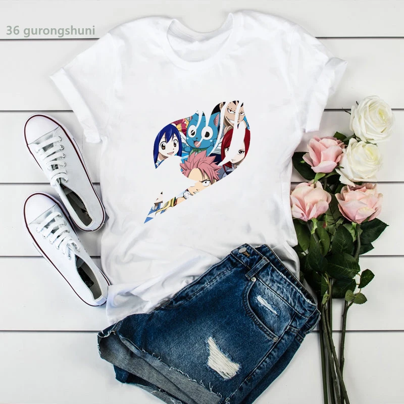 

newly t shirt femme fairy tail print interesting tshirt Harajuku 90s women t-shirt high quality tumblr tops tee streetwear