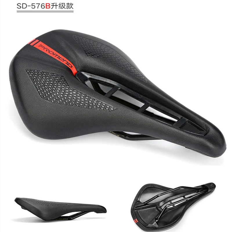 

PROMEND Hot-selling Road Bike Saddle Bicycle Saddle Riding Accessories and Equipment SD-576B Hollow Tri- iron Imitation Leather