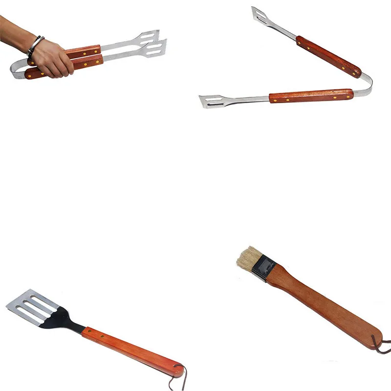 

IBEAR Outdoor BBQ BBQ Tools 8-Piece Set Wood Grain Household Outdoor Portable Portable