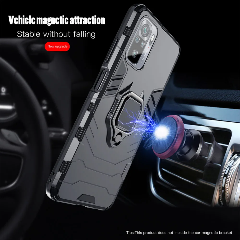 KEYSION Shockproof Case For Redmi Note 10 Pro 5G 10S 9 S 9T 9A Ring Stand Phone Cover for Xiaomi Mi 11 Lite 5G NE 11 X Ultra 11i