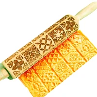 new christmas wood embossing rolling pin cookies noodle biscuit fondant cake dough patterned roller pastry tool baking accessor