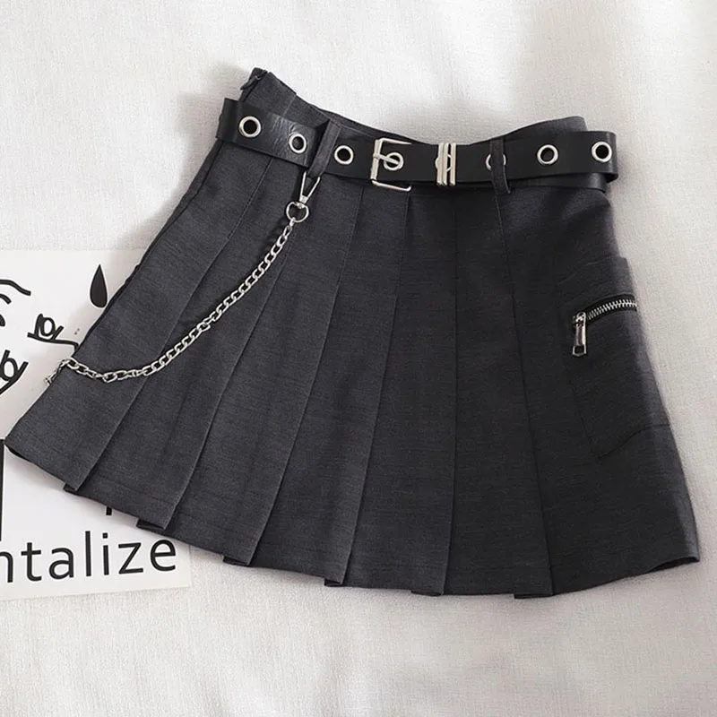 

Summer Women's Skirt New High-waist Solid Color Tooling A-line Skirt Korean Style Short Pleated Female Skirts GX241