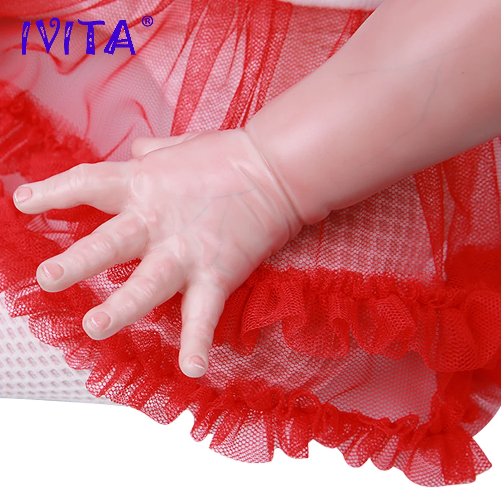 IVITA DS1809 50 см reborn силиконовая Детская кукла Реалистичная виниловая новорожденная принцесса с посаженными волосами Игрушки для маленьких девочек для детей