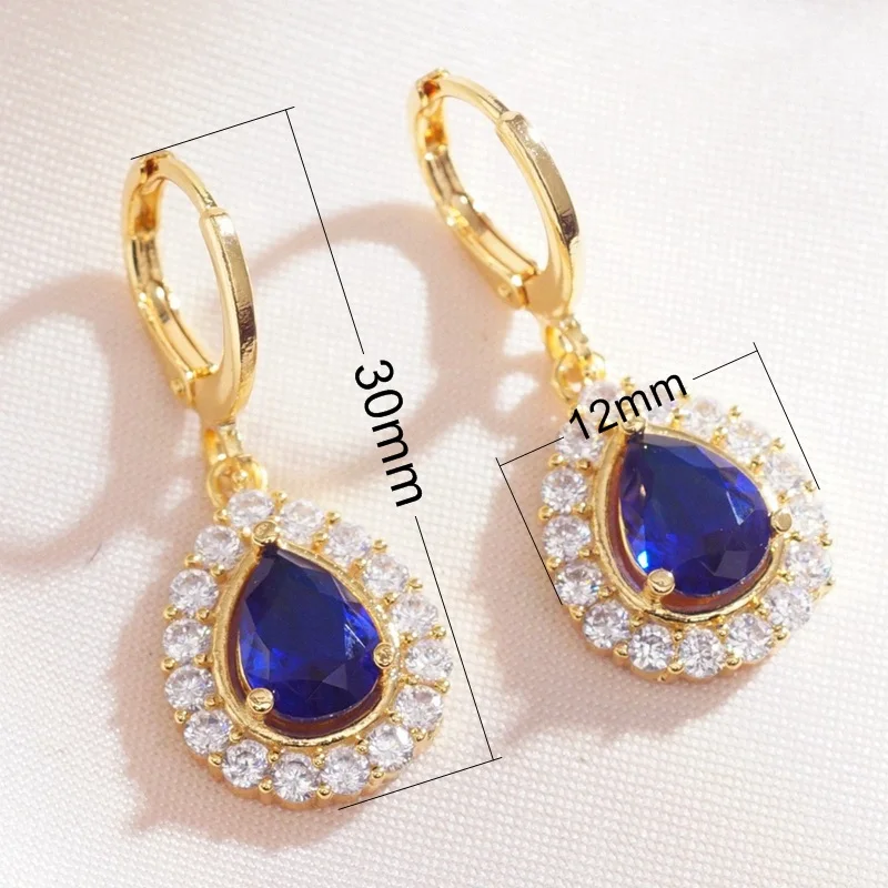 Женские классические серьги подвески 6 цветов стразы в форме капли воды модные с