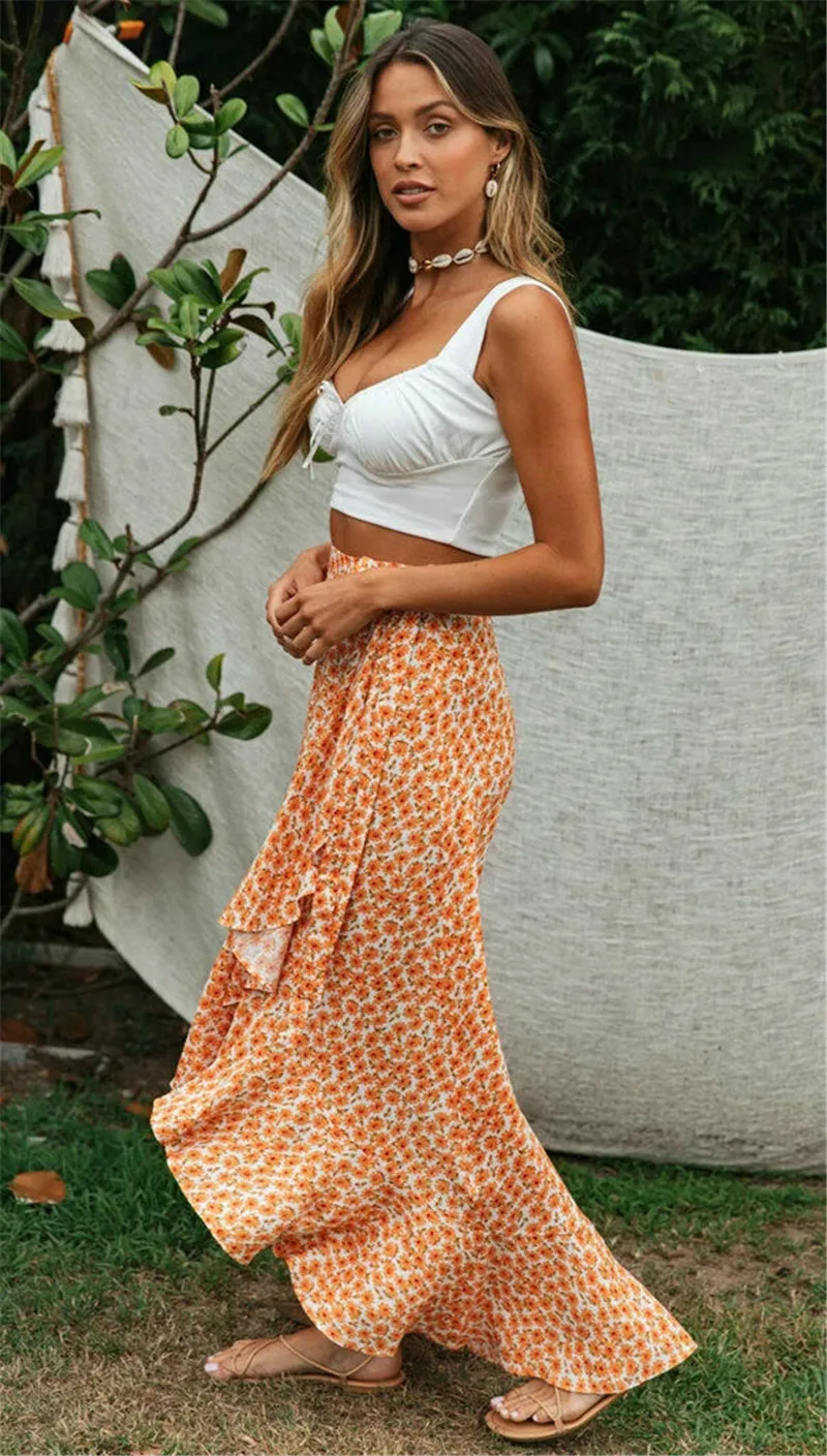 Goocheer новинка модная женская юбка с оборками в стиле бохо Женская бандажная