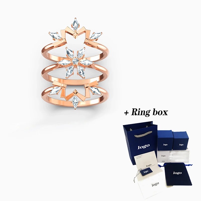 

2020 Fashion SWA New MAGIC Ring Set Rose Gold Charming Modern Three-in-One Snowflake Pattern Feminine Romance Jewelry Gift