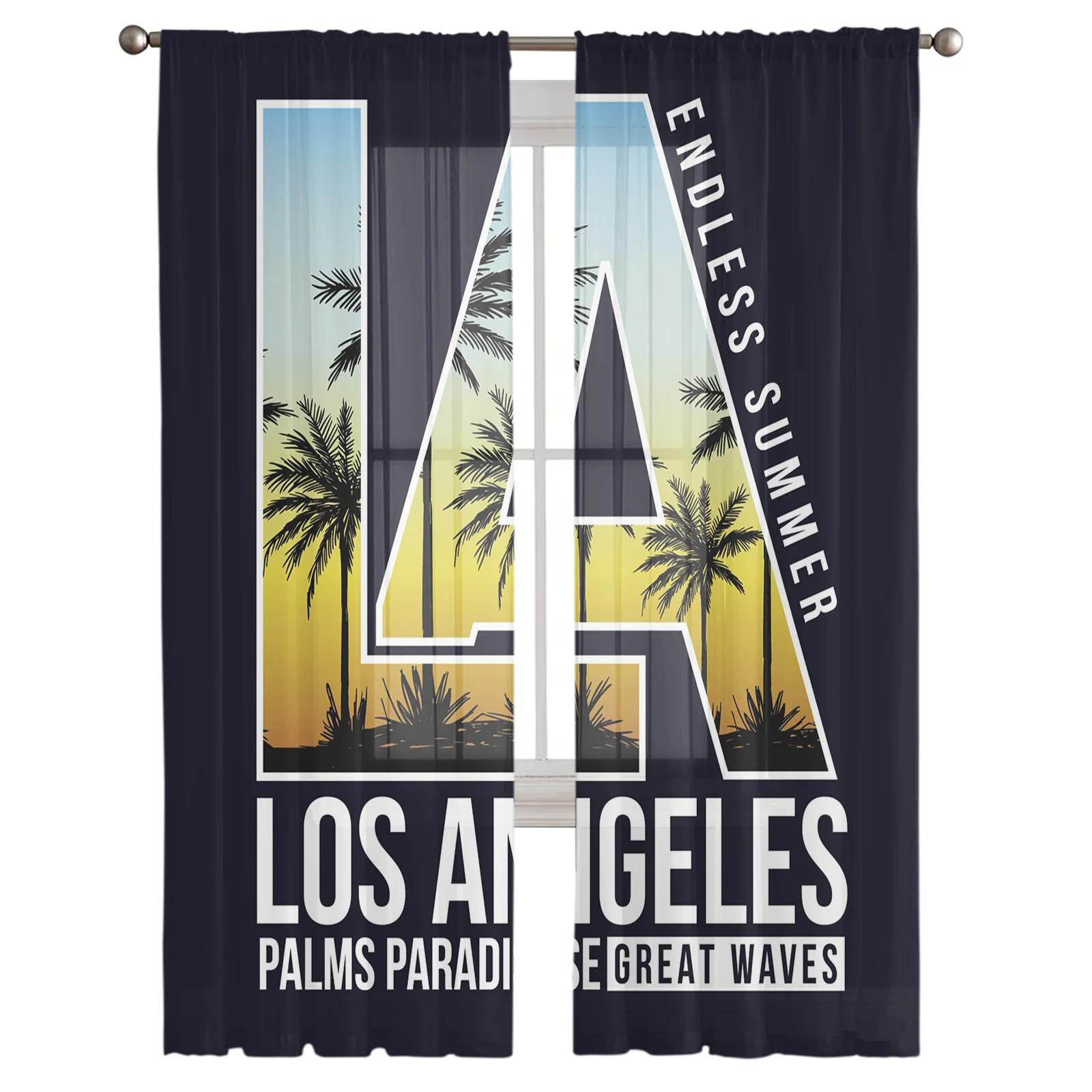 Роскошный бежевый тюль с Шторы s Лос-Анджелеса Винтаж пляжные Гостиная Кухня