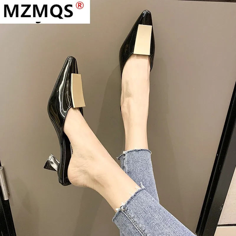 

Summer Pointed Toe Heel High Heels Sandals 2021 Women Pumps Slip on Shoes Sexy Leather Women Party Shoes Fashion Wedding Shoes