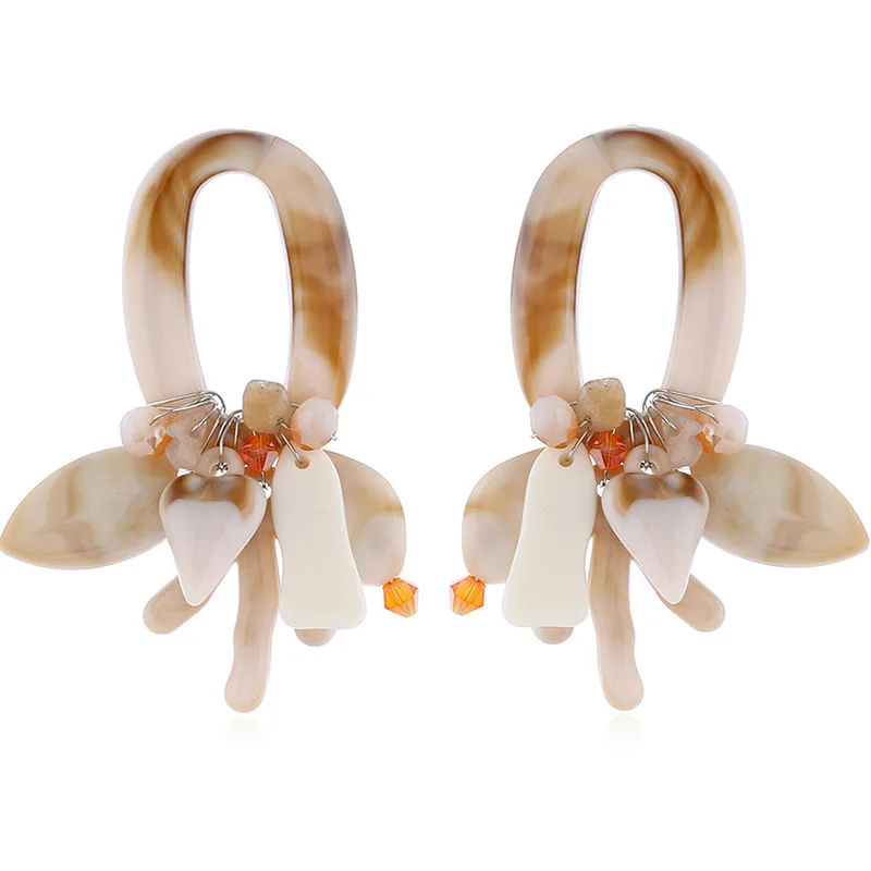 Женские Висячие серьги QMHJE в стиле бохо цветок подвески из смолы коралловые слои