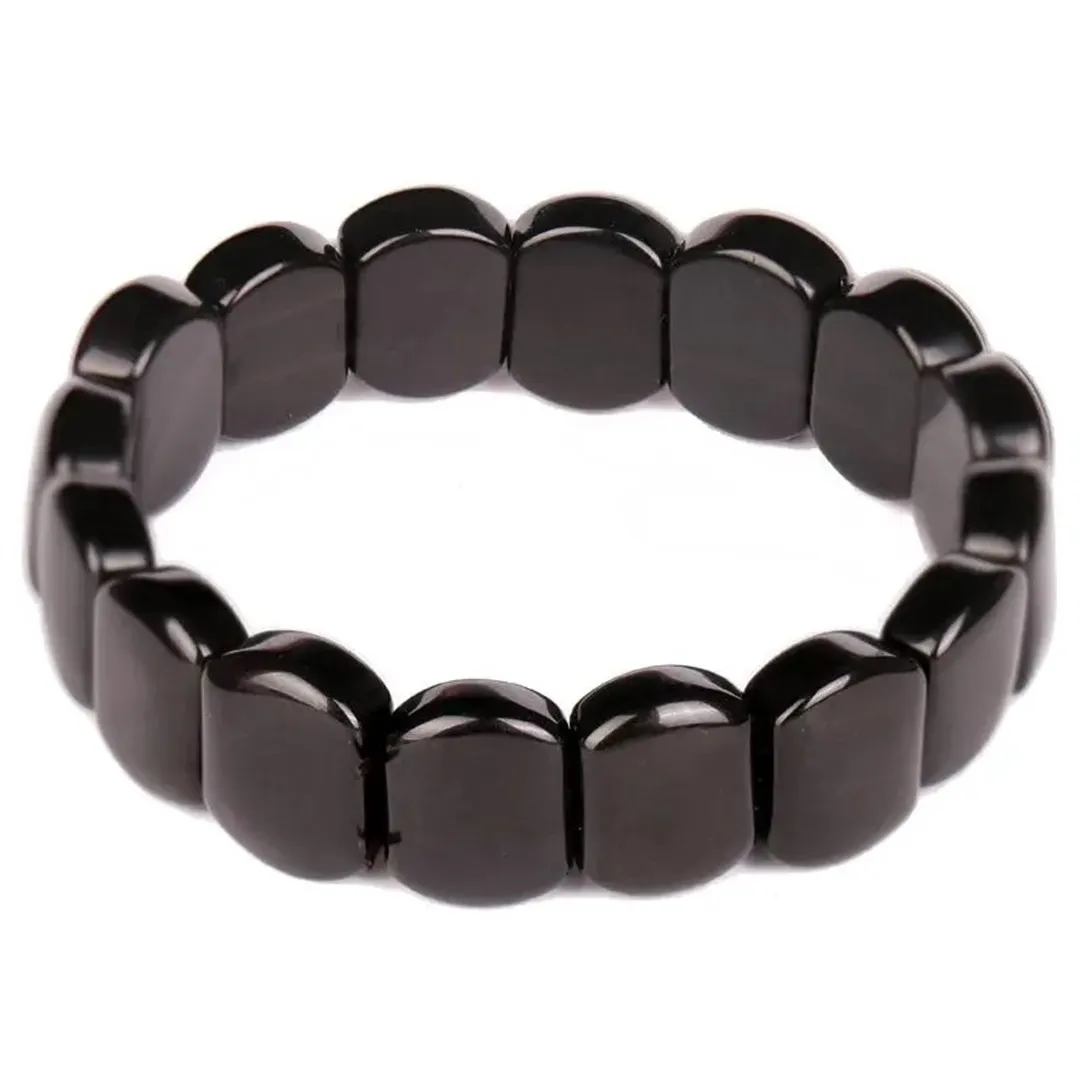 

15mm Natural Black Obsidian Bracelet Jewelry For Women Lady Men Healing Gift Crystal Stone Beads Reiki Gemstone Stretch AAAAA