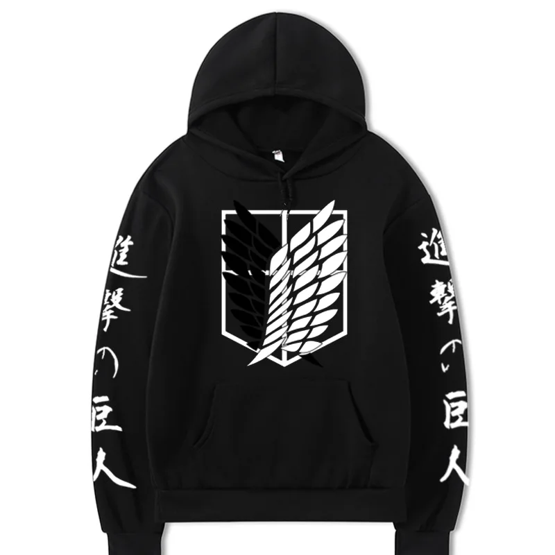 

4XL Oversize Print Anime Attack on Titan Hoodie Autumn Winter 2021 Japanse Streetwear Loose Thick Warm Sudaderas Con Capucha
