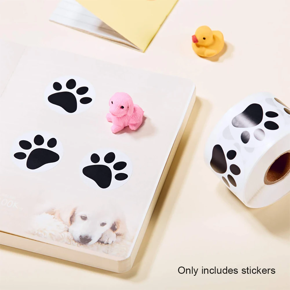 

500pcs/roll Student Printed Sticker Round Bear Reward Seal Stationery Scrapbooking Cat DIY Dog Paw Craft Adhesive Label