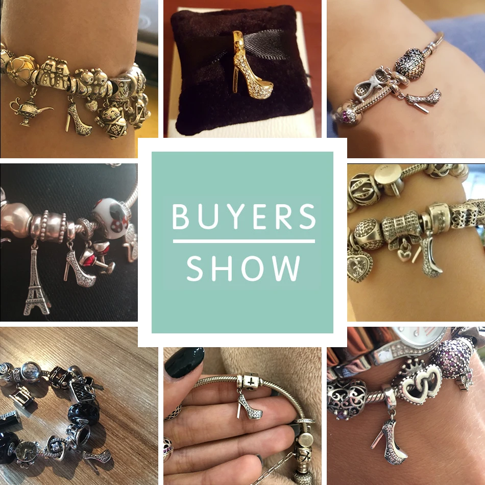 Роскошные 100% 925 стерлингового серебра высокая обувь на каблуке Сезон весна-лето