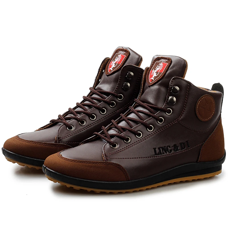 Мужские кожаные ботинки на шнуровке повседневные до щиколотки размер 46 для осени