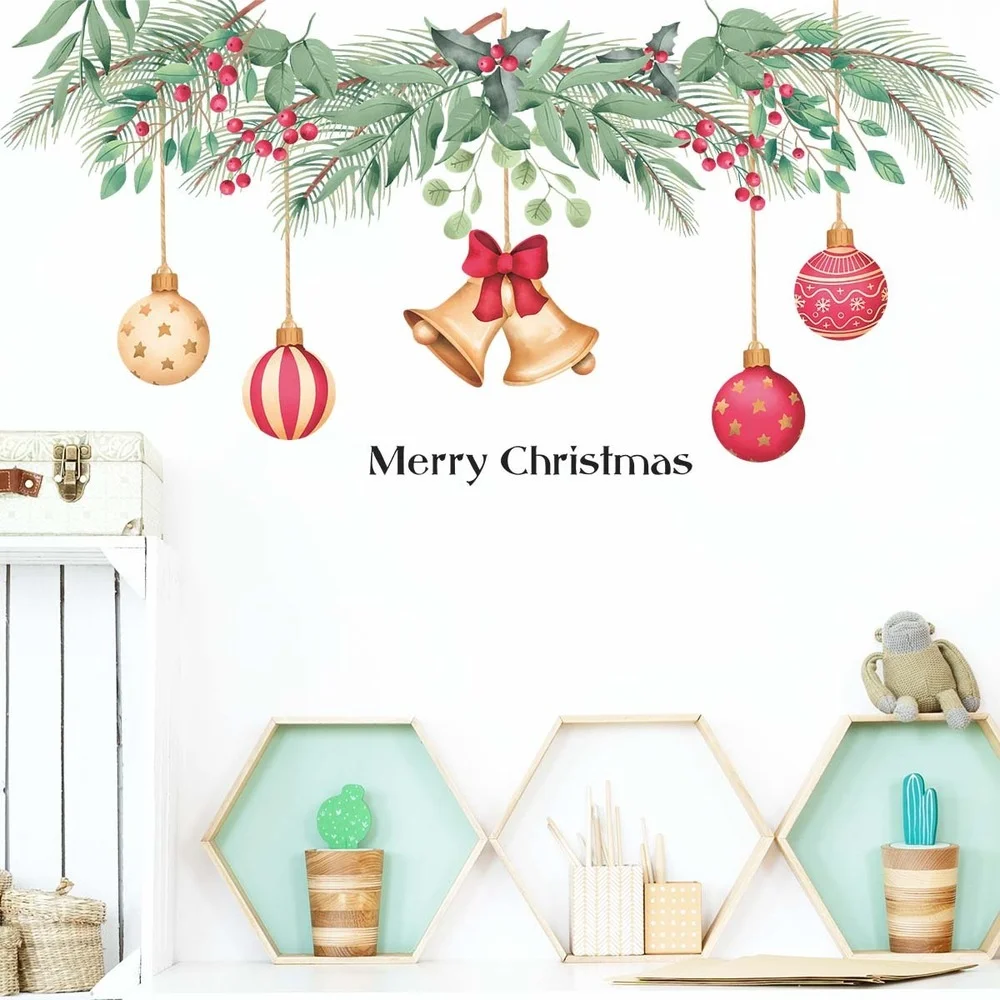 

Merry Christmas Decoration Wall Stickers Vinyl Removable Home Room Decor Wall Stickers Christmas Decoration Adesivos De Parede