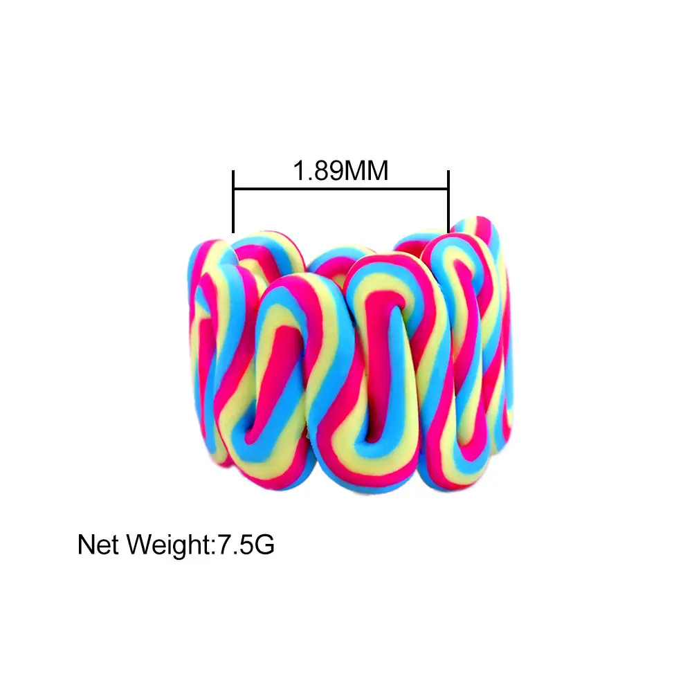 

Fashion Cute Colorful Rainbow Handmade Ceramic Clay Rings New Design Purple Flower Round Ring Y2K Jewelry for Women Girls Gifts