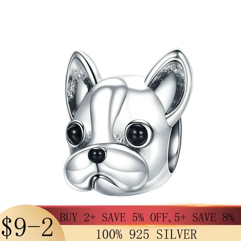 

925 Sterling Silver Loyal Partners BULLDOG Doggy Animal Beads Dog Fit Original Pandora Charms Bracelet DIY women Jewelry Making