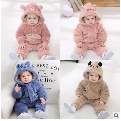 

Baby Rompers Winter Warm Long sleeve Coral Fleece Newborn Baby Boy Girl Clothes Infant Jumpsuit Animal Overall Pajamas