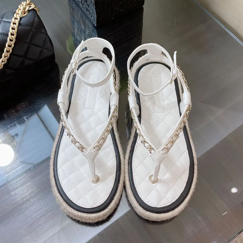 

Summer leisure leather thick-soled fisherman shoes other white leisure slippers women