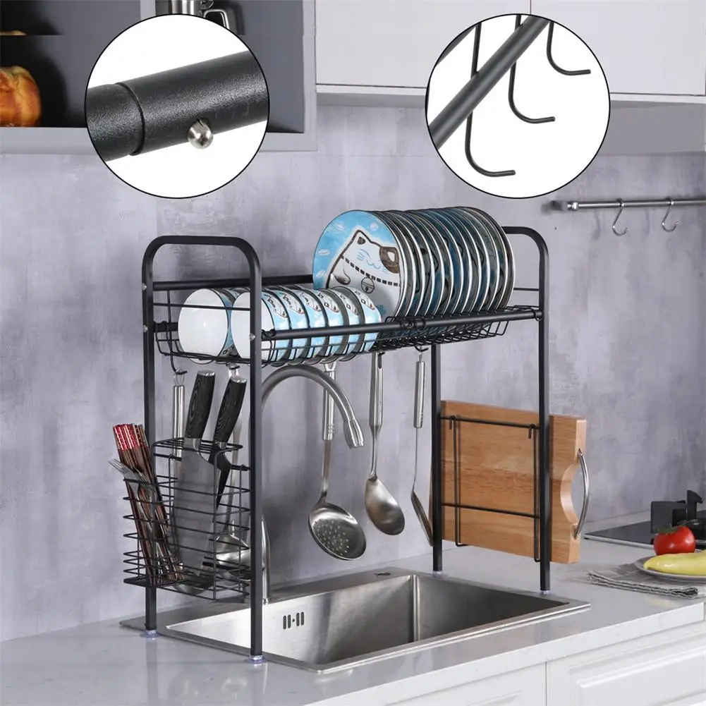 Single Layer Bowl Rack Shelf Dish Drainer Stainless Steel Drainers Over The Sink Dish Drying Rack for Kitchen Organization