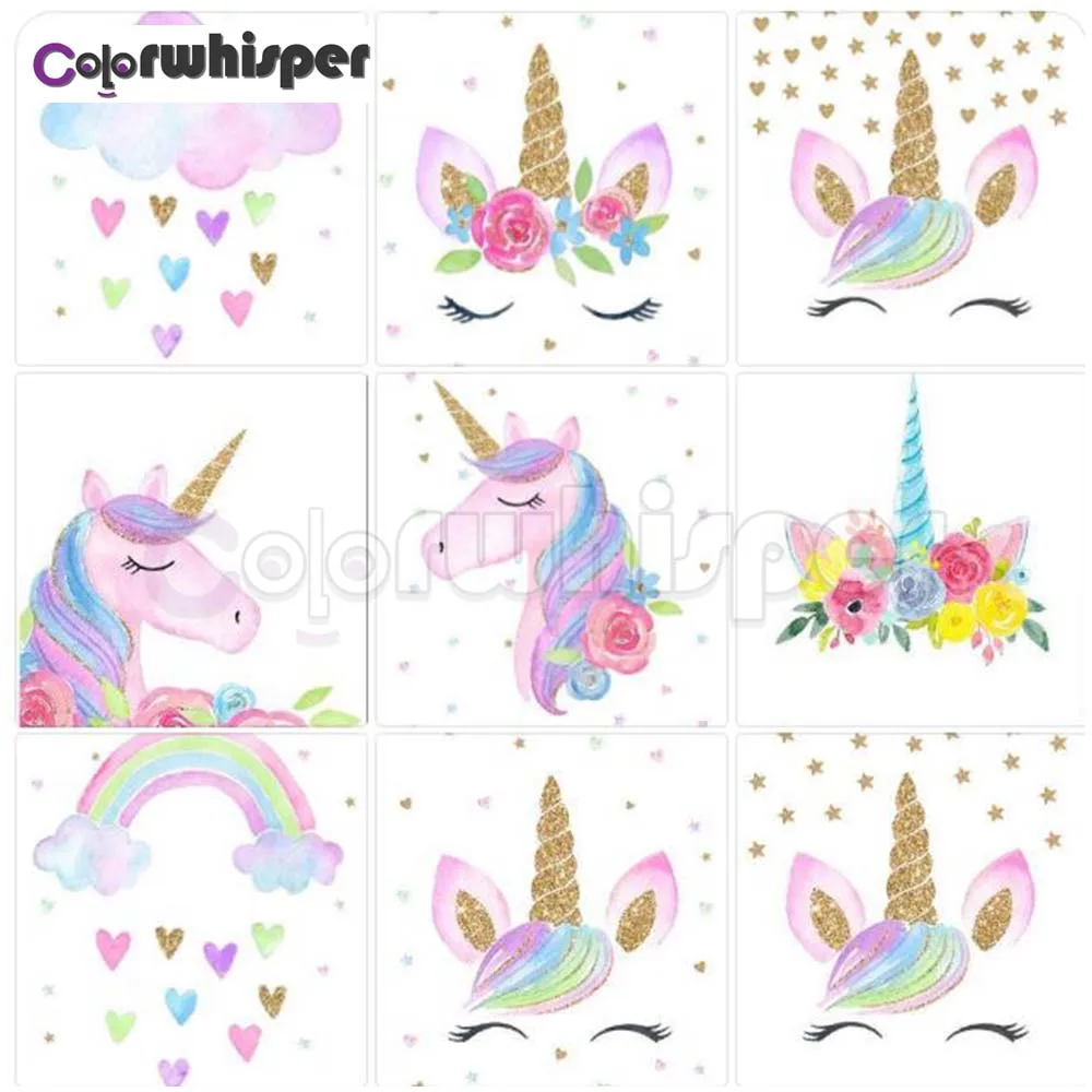 Алмазная живопись полная вышивка квадратная/круглая замок мультяшный единорог