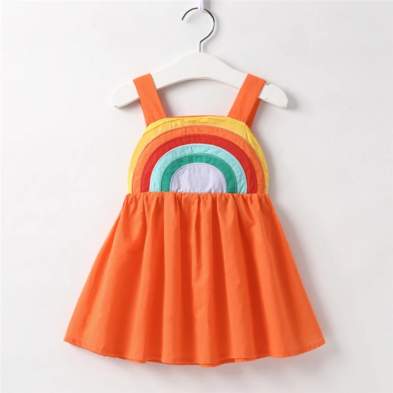 Kids Dress for Girls Summer Baby Girl Clothes Children Toddler Princess Sleeveless Chiffon Rainbow Sling Dresses Vestido | Детская