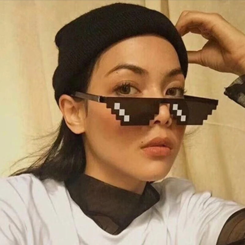 Новые модные пиксельные очки мозаичные солнцезащитные Thug Life косплей реквизит
