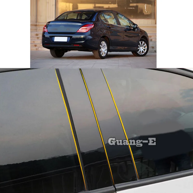 

Car PC Material Pillar Post Cover Door Trim Window Piano Black Molding Sticker Plate For Peugeot 408 2014 2015 2016 2017 2018