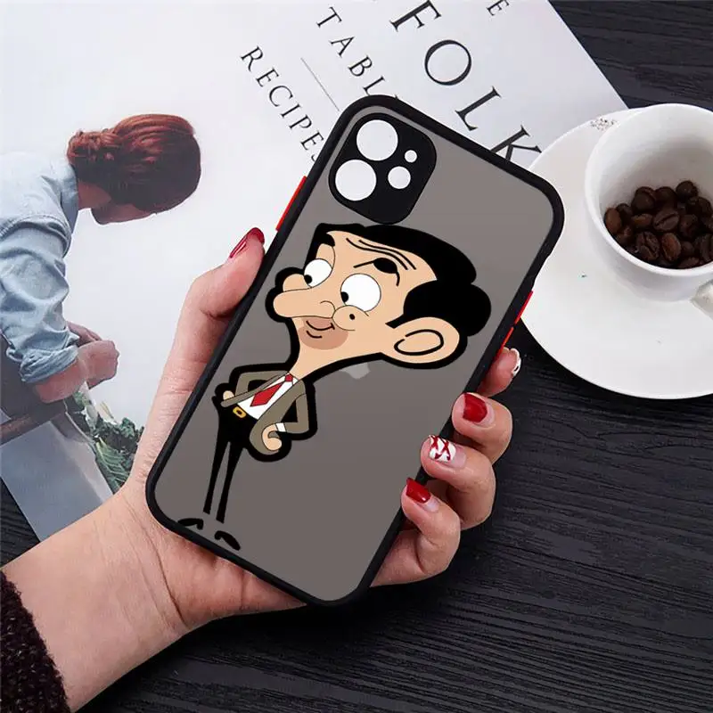 

Funny Mr. Bean cartoon cute Phone Case Transparent Matte for iPhone 7 8 11 12 s mini pro X XS XR MAX Plus cover funda