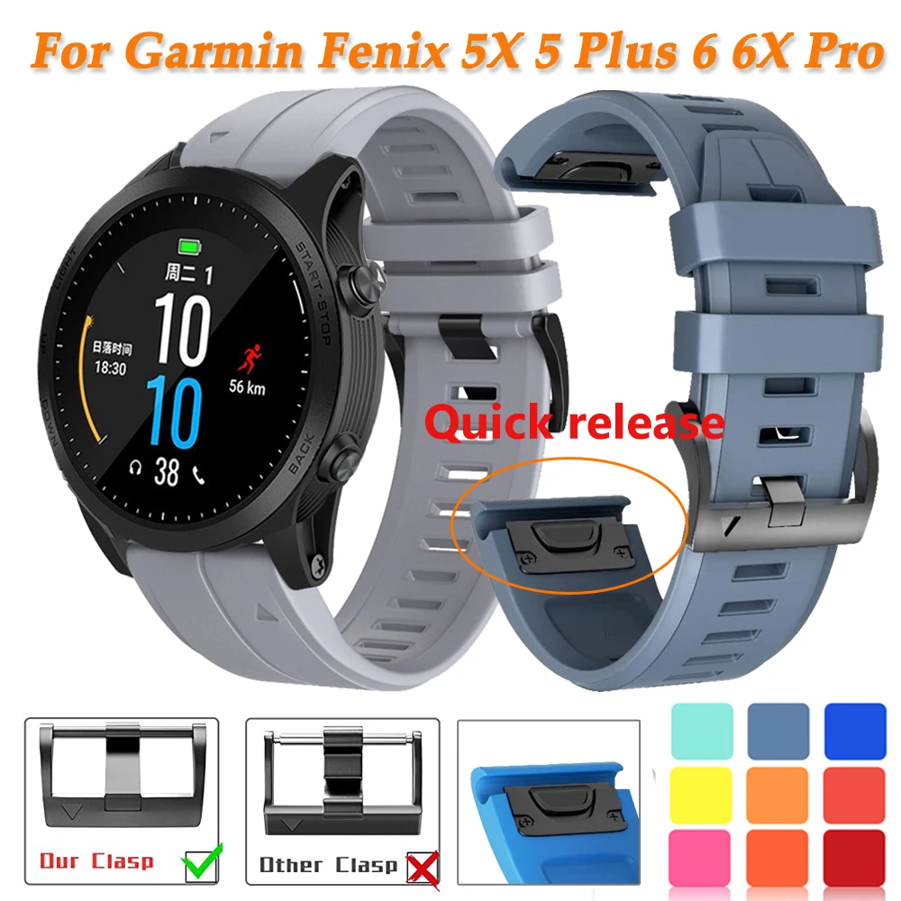 26 22 мм ремешок для наручных gps часов Garmin Fenix 5X 3 HR 6X 6 Pro 935 945 Quick Release Сталь застежка