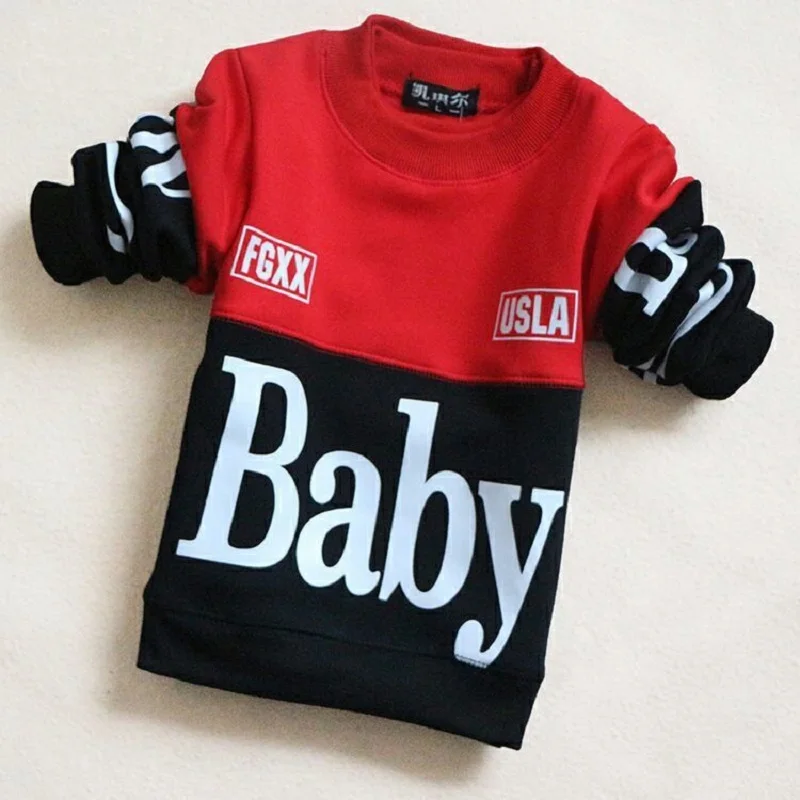 

Baby Boys 2021 Cotton Tops Children's Clothing T-Shirt Autumn Winter Hoodie Shirt Long Sleeve Clothes Kids Letter For 4-12 Years