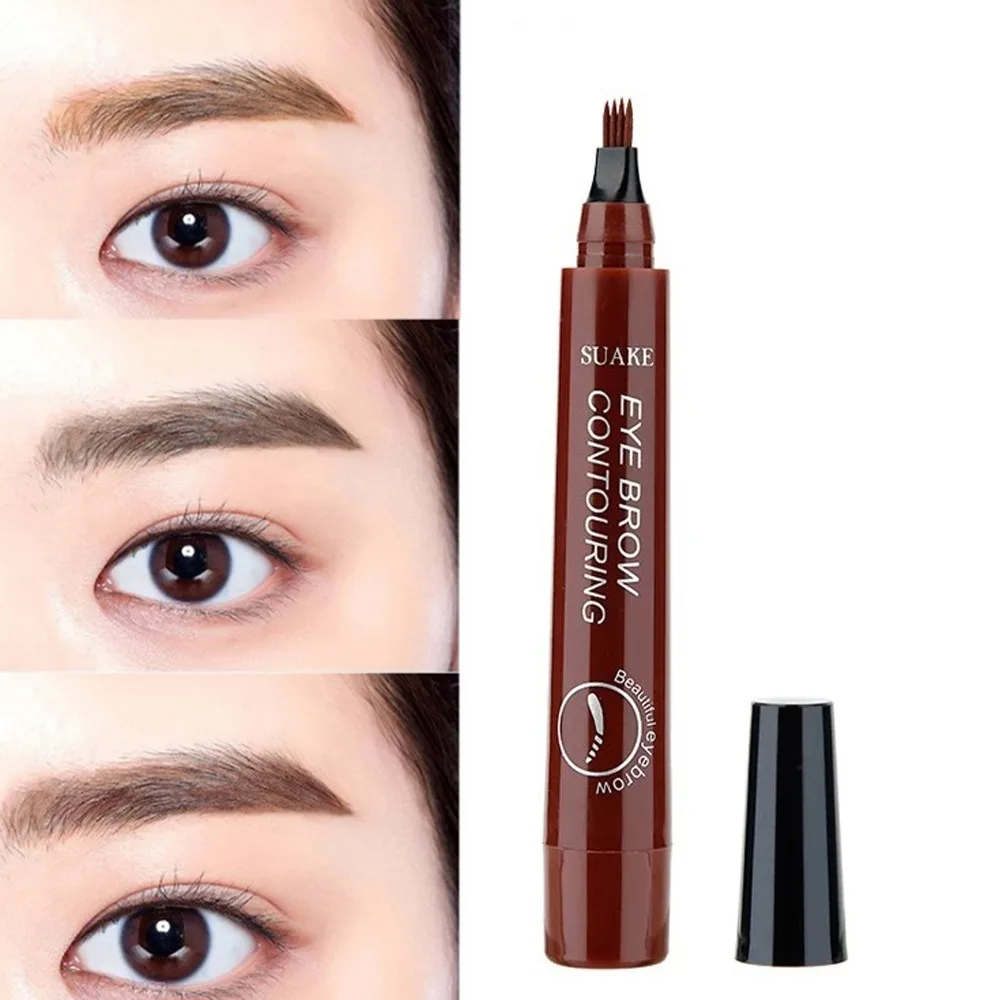 

4 Points Eyebrow Pen Liquid Brow Pencil Makeup Dark Brown Microblading Eyebrow Pencil Waterproof Eyebrow Tattoo Pen Cosmetices