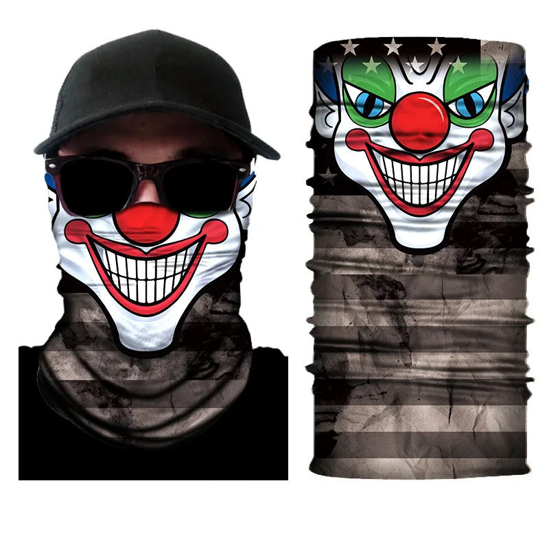 

New Printing 3D Mask Party Clown Masks Anime Mouth Face Mask for Unisex Headband Scarf Outdoor Sports Ski Caps Motorcycle Shield