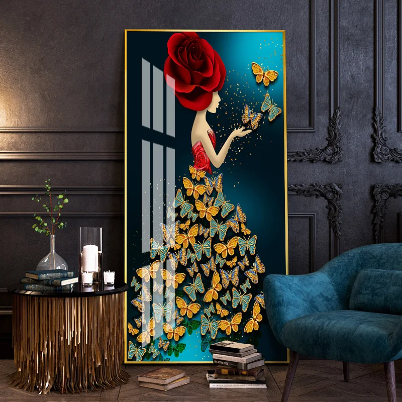 Kopen Rose Meisje 5D Schilderij Bloem Fee Kristal Porselein Schilderen Voor Woonkamer Thuis Wanddecoratie Spiegel Art Opknoping Foto
