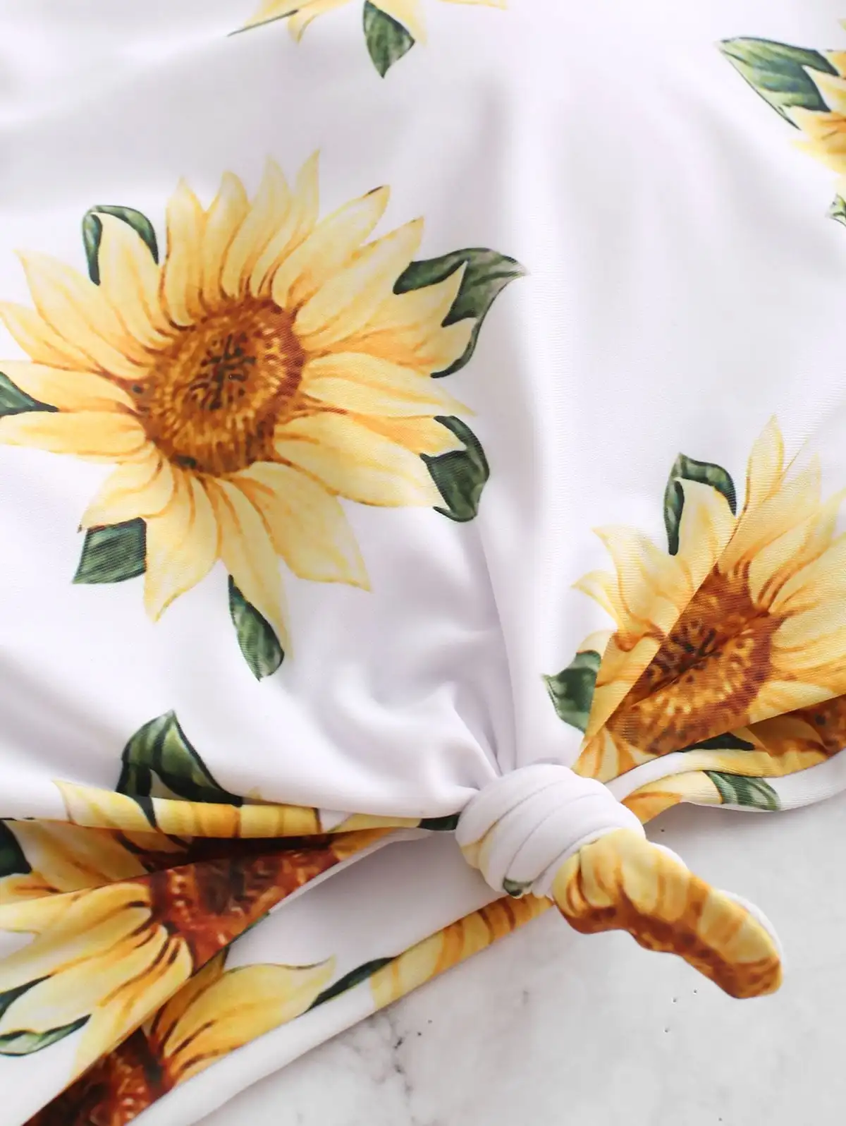 Комплект бикини с высокой талией 2019 принтом подсолнухов пуш ап укороченный топ