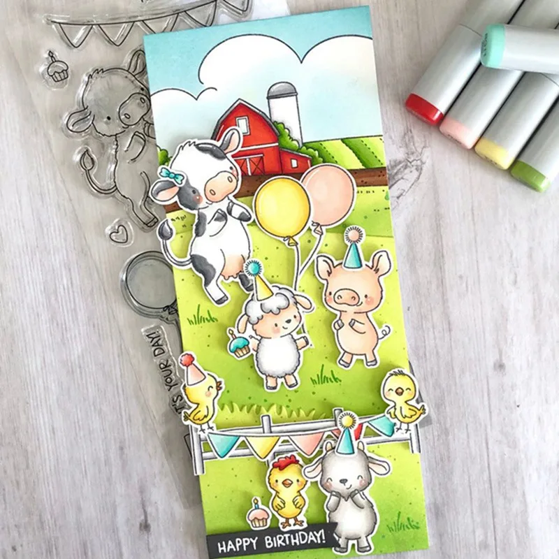 Мультяшная свинка овца карбоон стальная резка штампы прозрачная печать для