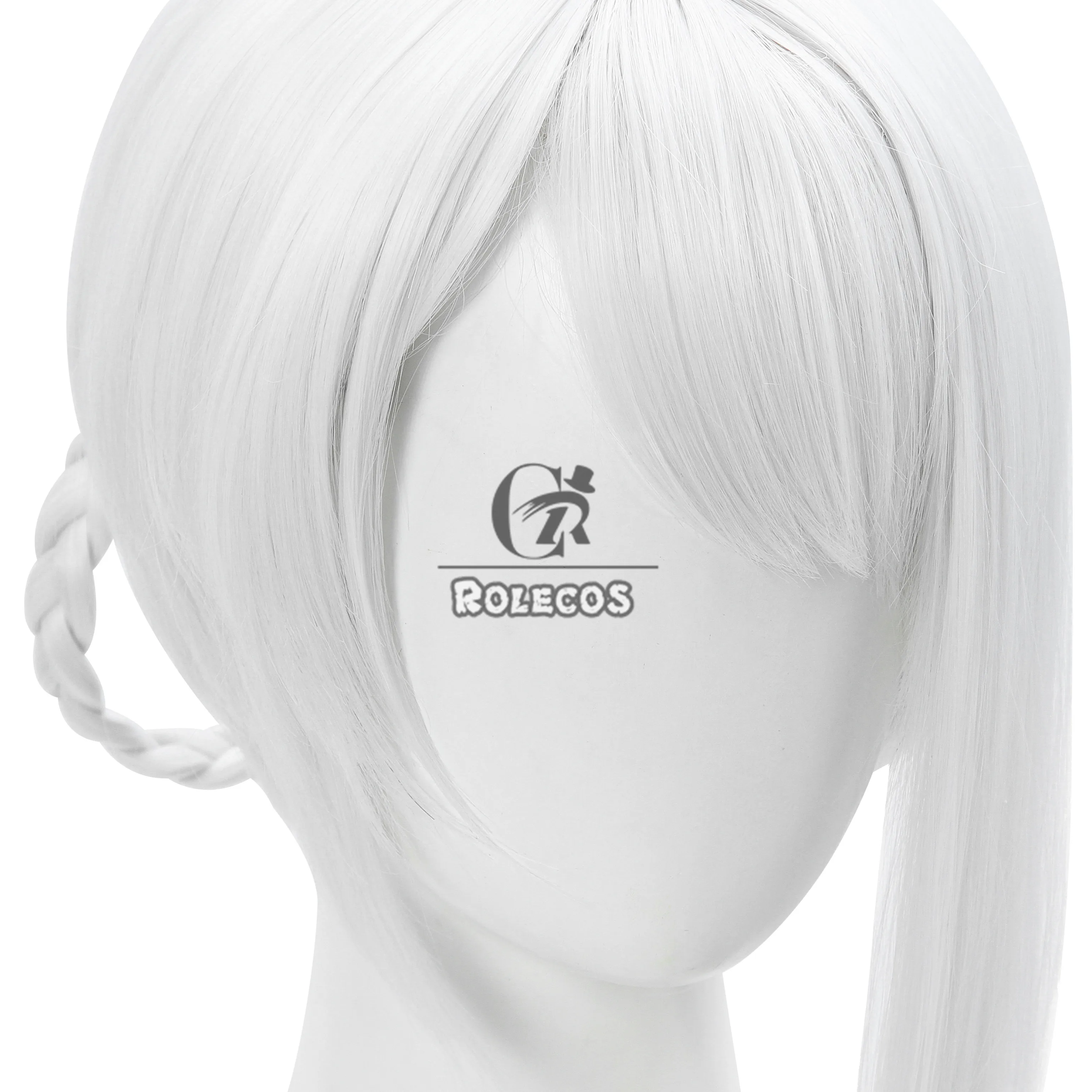 ROLECOS NieR RepliCant Kaine Cosplay Wig Sliver White Braided Wigs with Bangs Synthetic Hair Heat Resistant