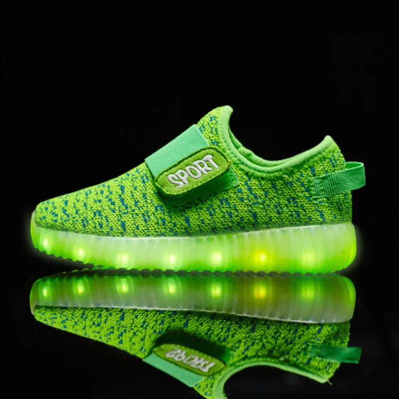 Size 25-37 Kids Led USB Recharge Glowing Shoes Children's Hook Loop Shoes Children's Glowing Sneakers Kids Led Luminous Shoes