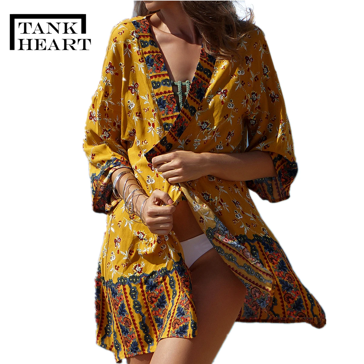 Сексуальное бикини с принтом накидка купальник туника для женщин женское